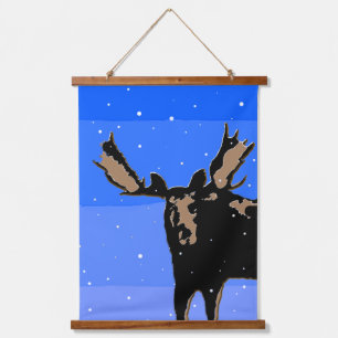 Tapisserie Suspendue Moose en hiver - Art original de la faune