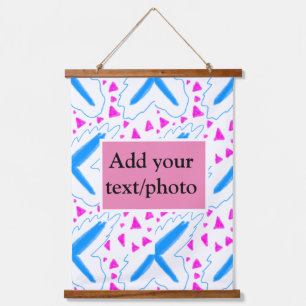 Tapisserie Suspendue Motif aquarelle bleu rose ajoutez nom texte person