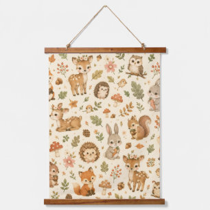 Tapisserie Suspendue Motif aquarelle d'animaux mignons de la forêt 