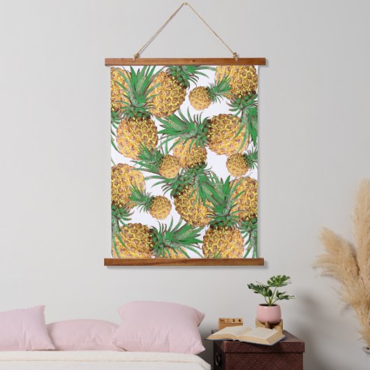 Tapisserie Suspendue Motif d'ananas Stylisé vert pâle (Chambre à coucher)