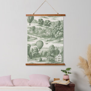 Tapisserie Suspendue Motif de ballon toile champêtre romantique vert