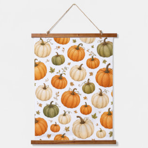 Tapisserie Suspendue Motif de citrouille à l'aquarelle Citrouilles d'au