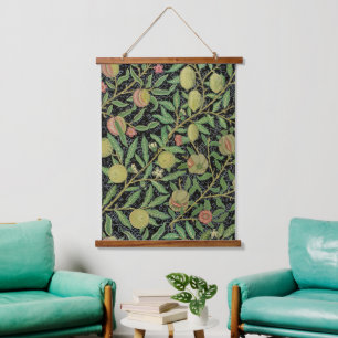 Tapisserie Suspendue Motif de fruit de grenade sombre de William Morris