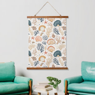 Tapisserie Suspendue Motif de luxe de coquillages bleus de corail pêche