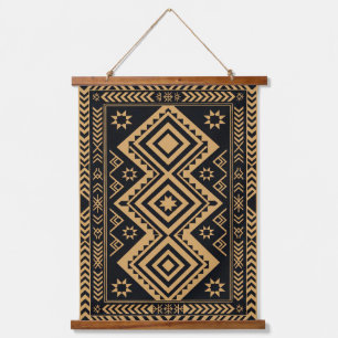 Tapisserie Suspendue Motif de surface abstrait boho or noir