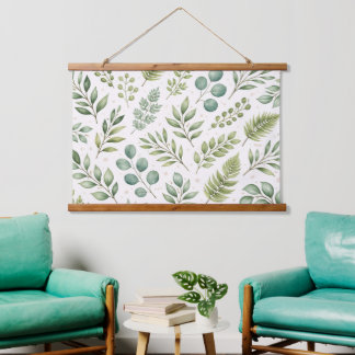 Tapisserie Suspendue Motif de verdure à l'aquarelle | Feuilles botaniqu
