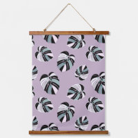 Motif feuille de Monstera - vert pourpre noir blan