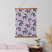 Tapisserie Suspendue Motif feuille de Monstera - vert pourpre noir blan (Chambre à coucher)