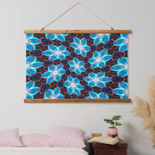 Tapisserie Suspendue Motif Fleurs bleues Abstraites