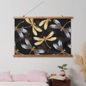 Tapisserie Suspendue Motif sans couture avec libellules d'or (Chambre à coucher)