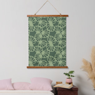 Tapisserie Suspendue Motif sans couture de corail floral abstrait vert