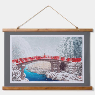 Tapisserie Suspendue Neige sur le pont sacré à Nikkô, Hasui