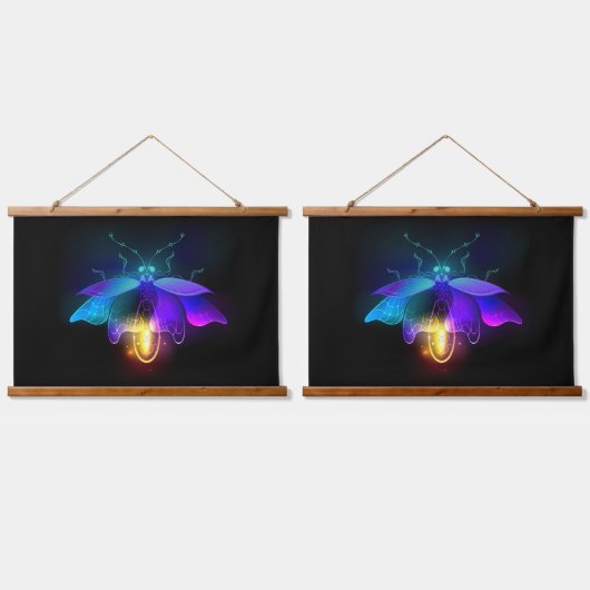 Tapisserie Suspendue Neon Firefly sur noir (Double)