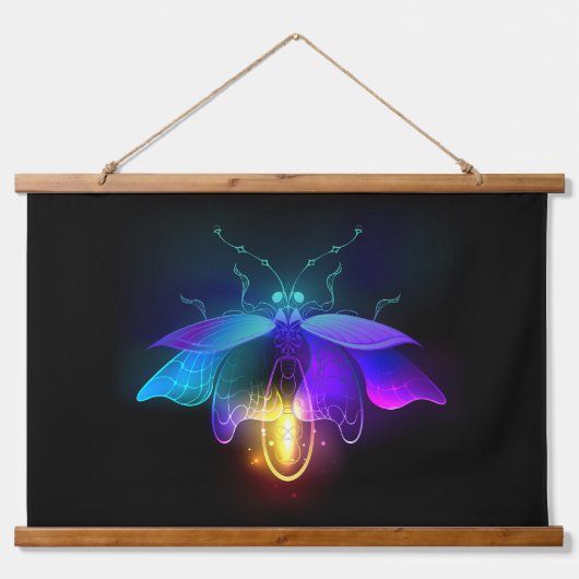 Tapisserie Suspendue Neon Firefly sur noir (Devant)
