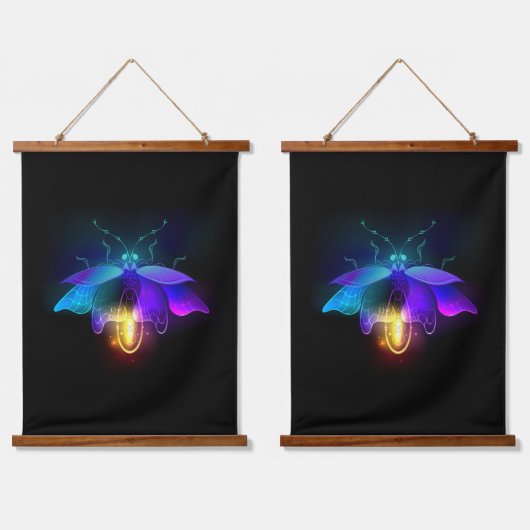Tapisserie Suspendue Neon Firefly sur noir (Double)