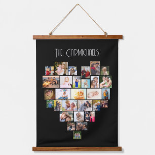 Tapisserie Suspendue Nom de famille Forme cardiaque Photo Collage 29 Pi