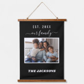 Tapisserie Suspendue Nom de la famille script noir blanc (Recto)