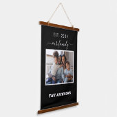 Tapisserie Suspendue Nom de la famille script noir blanc (Angulaire)