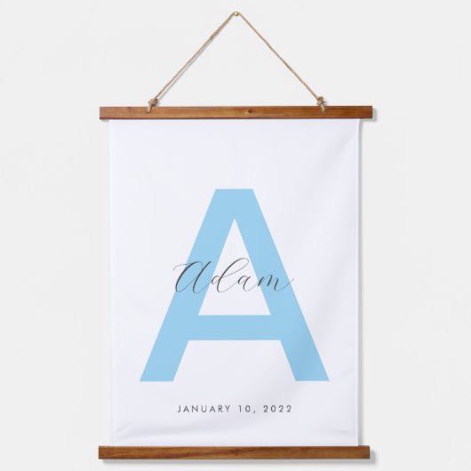 Tapisserie Suspendue Nom initial bleu personnalisé (Recto)