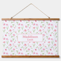 Nom personnalisé Art Aquarelle Floral Rose Nursery