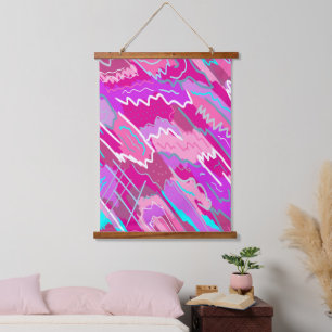 Tapisserie Suspendue Nostalgie des années 90 Pop Art en Magenta