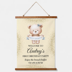Tapisserie Suspendue Nounours ours en peluche avec Joyeux Anniversaire