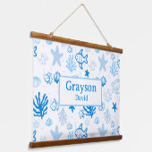 Tapisserie Suspendue Ocean Fish Nom personnalisé Nursery Boys Room Art (Angulaire)