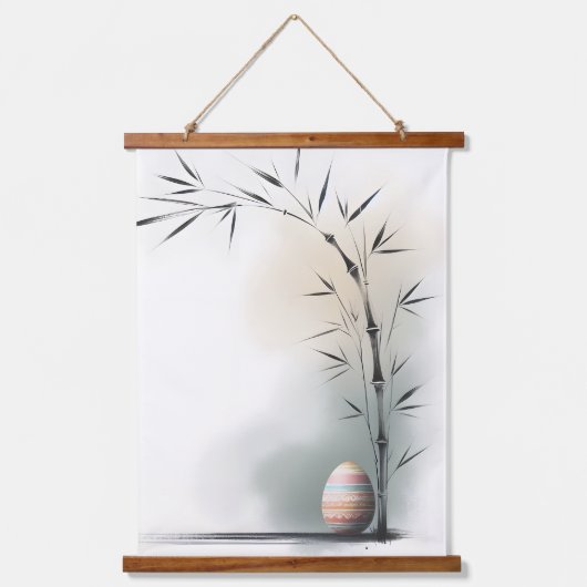 Tapisserie Suspendue Œuf de Pâques minimaliste zen printemps bambou (Recto)
