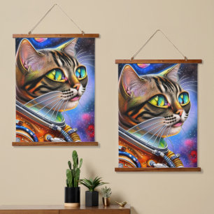 Tapisserie Suspendue OEuvre d'astronaute de chats