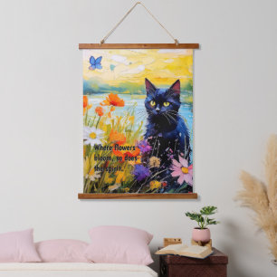 Tapisserie Suspendue OEuvre murale personnalisable, tenture florale,