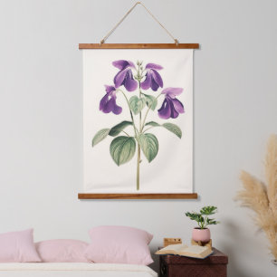 Tapisserie Suspendue Oiseaux vintages Pied Violet Botanique Fleurs d'im