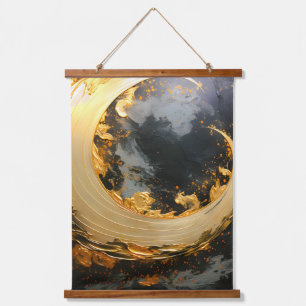 Tapisserie Suspendue Or noir Abstrait Tourbillon Moderne Lune