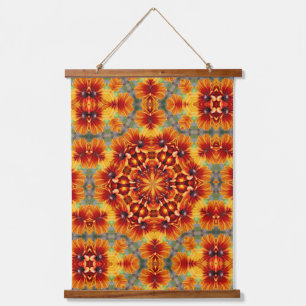 Tapisserie Suspendue Orange Black Eyed Susan Daisy Abstrait