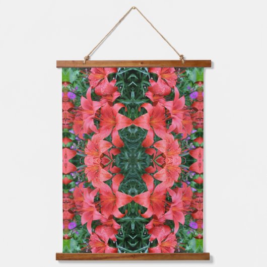 Tapisserie Suspendue Orange Lilies Abstract Pattern  (Recto)