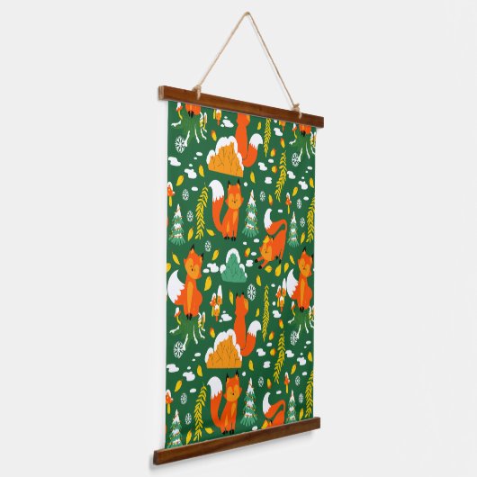 Tapisserie Suspendue Orange Wild automne Forêt d'hiver Fox (Angulaire)