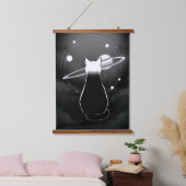 Tapisserie Suspendue Orbiting Cosmic Cat Wall Art — Minimalist (Chambre à coucher)