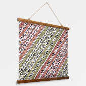 Tapisserie Suspendue Ornement ethnique géométrique olive et marron (Angulaire)