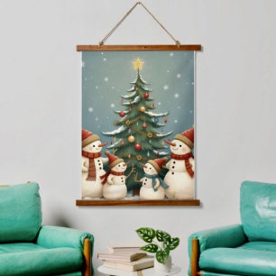 Tapisserie Suspendue Ours en peluche de Noël en patchwork fantaisiste
