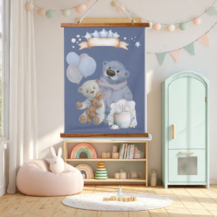 Tapisserie Suspendue  ours ours et lapin en peluche avec des ballons