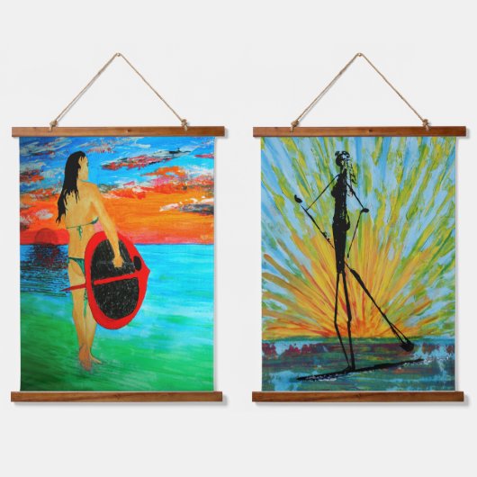 Tapisserie Suspendue paddle-board fille & impressionniste version (Double)