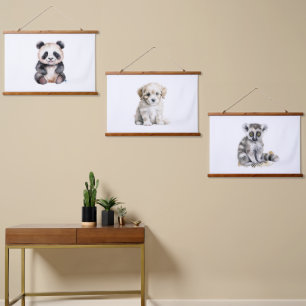 Tapisserie Suspendue Panda bébé mignonne, chiot et lémur