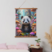 Tapisserie Suspendue Panda Cub Animé dans une forêt de champignons (Chambre à coucher)