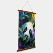 Tapisserie Suspendue Panda Peeking Bamboo Aquarelle (Angulaire)