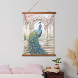 Tapisserie Suspendue Paon de jardin floral de style indien vintage