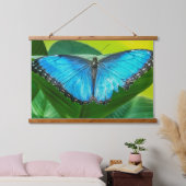 Tapisserie Suspendue Papillon bleu Morpho Floral Nature Art (Chambre à coucher)