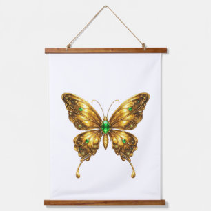 Tapisserie Suspendue Papillon de cristal émeraude doré