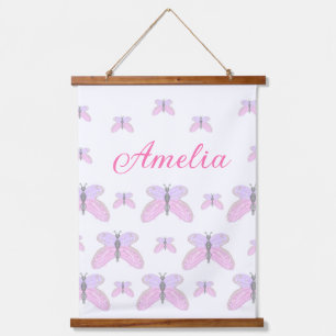 Tapisserie Suspendue Papillon pailleté violet rose ajoutez nom texte le