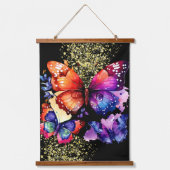 Tapisserie Suspendue Papillons d'aquarelle Parties scintillant colorée (Recto)