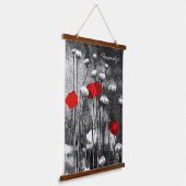 Tapisserie Suspendue Papillons noirs blancs Fleurs rouges Fleurs noires (Angulaire)