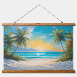 Tapisserie Suspendue Paradis Tropical Coloré Mer & Palmiers